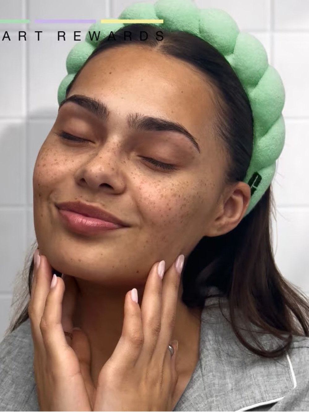 Clinique Green Plush Headband for Women Skincare Routines